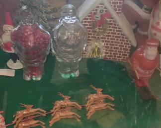 Santa glass candy containers 
