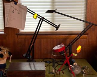 Artemide Lamp made in Italy designed by Richard Sapper circa 1990 (there's three of them) AND 19th Century Writing Lap Desk with key circa 1860's