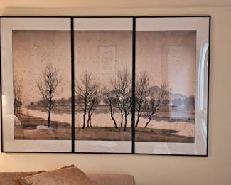 48. Triptych Along the sandy river Jim Zhang over all 45" x 69"