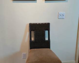 56. McGuire Furniture brown rattan guest chair (single)