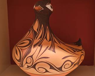 7. Large ZUNI Pottery Duck Effigy Bowl. 11" height