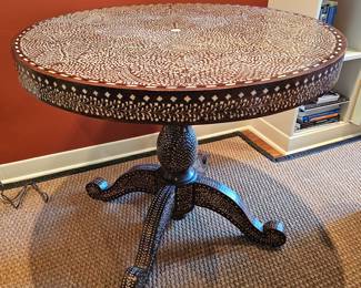 5. Mother of pearl inlaid table 29" x 36" d