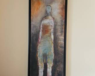 43. Brigitte McReynolds oil on panel . Female w/hands at side.