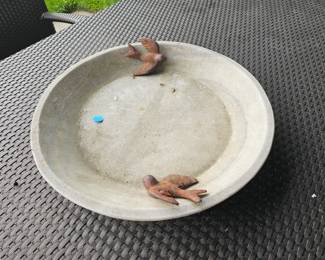 45. Jan Barboglio stoneware low low birdbath with swallows.