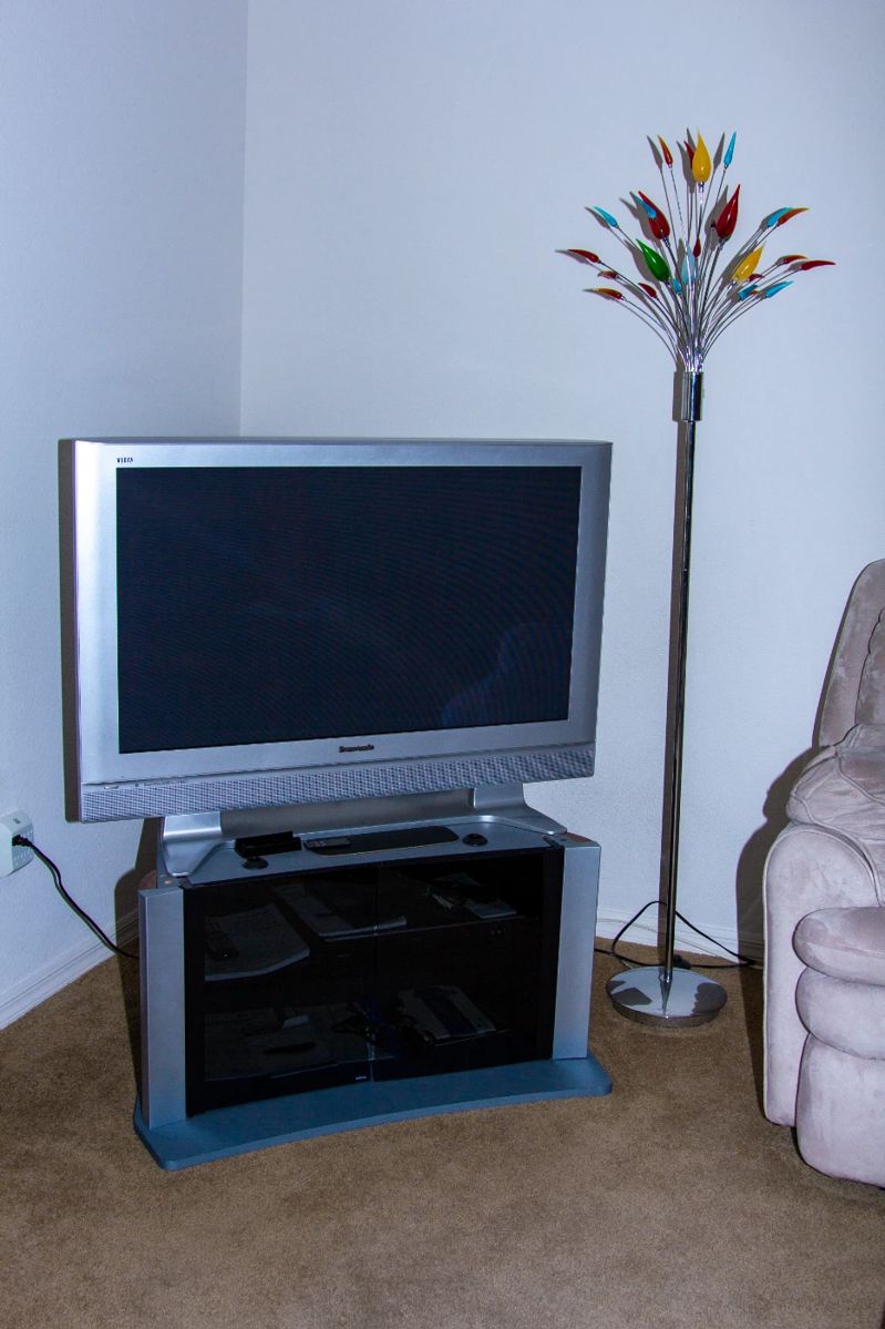 Panasonic TV, small TV stand