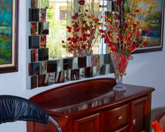 Beautiful server and decorative mirror