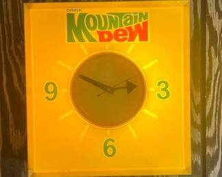 766 Vtg. Illuminated Mountain Dew Clock