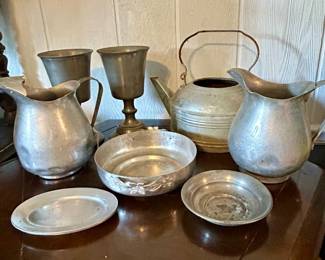 734 Vtg Pewter  Aluminum Serving Pieces