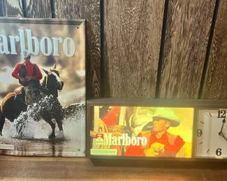 768 Vtg. Marlboro Clock And Sign