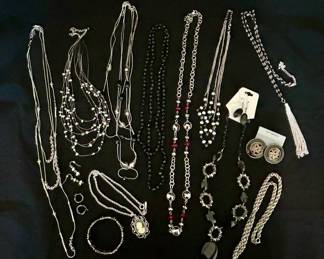 276 Black  Silver Tone Costume Group