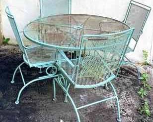 900 Sage Green Wrought Iron Patio Set 