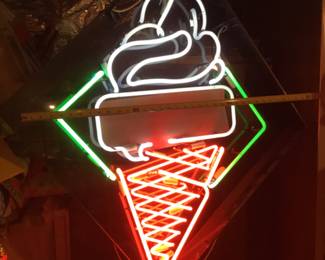 Large neon ice cream sign 
