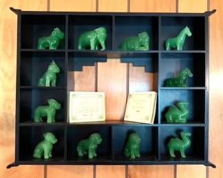 Jade Glass "Guardians of the Ming Dynasty" with Display Shelf