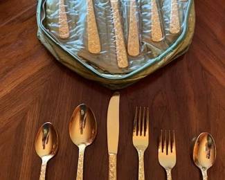 Cellini "Romanesque" 24 Kt Gold Electroplated Flatware - Service for 8