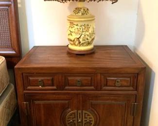 Century Bedside Cabinet and Lamp x 2