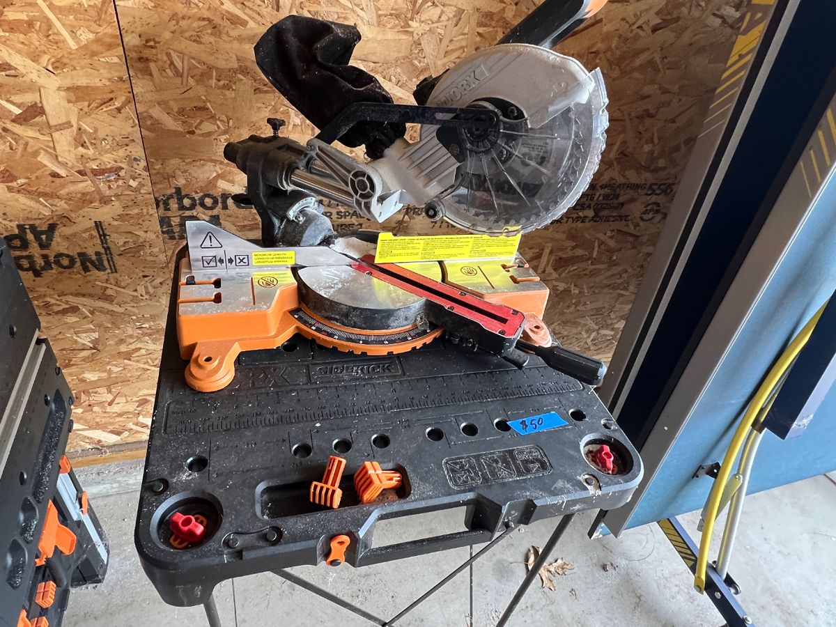 Chop saw on portable stand