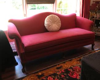 Red Camelback sofa 