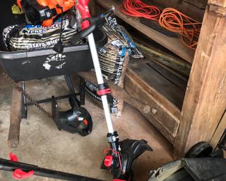 Craftsman lawn mower, edger and various gardening supplies 