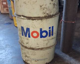 One of three 16 gallon Mobil cans