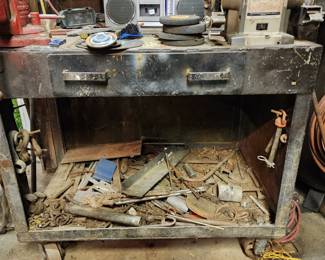 Large rolling metal cart/workbench