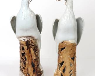 Pair Chinese Porcelain Phoenix Statues