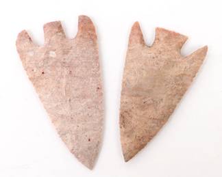 Two Hand knapped Arrowhead points