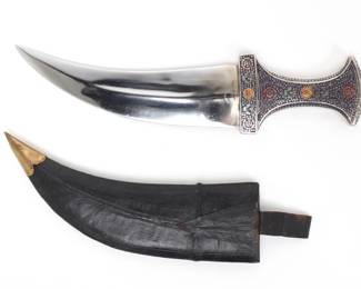 Indian Enamel Dagger w/ Scabbard