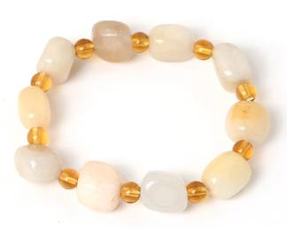 Gorgeous Stone & Amber Colored Beaded Bracelet