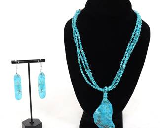 Gorgeous Native American Turquoise Necklace & Earring Set