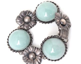 Sterling Silver Bracelet with Jade Stones