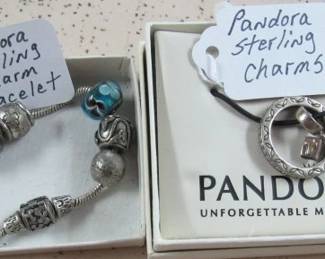 Pandora Sterling Charm Bracelet & Charms
