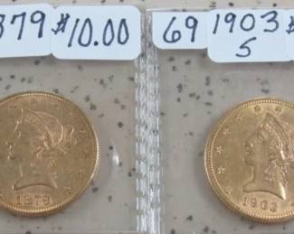 1879 & 1903-S Gold $10.00 Coins