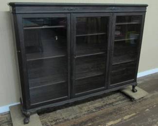 Mahogany Triple Door Bookcase w/Claw & Ball Feet