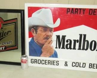 Miller Beer & Marlboro Cigarettes Signs