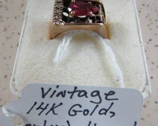 Vintage 14K Gold, Ruby & Diamond Ring