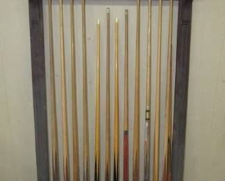 Antique Brunswick Pool Hall Cue Stick Rack