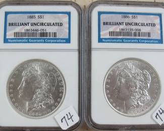 NGC BU Morgan Silver Dollars