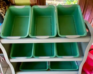 Storage rack with bins