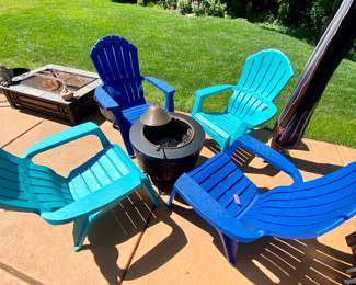 Plastic stack Adirondack chairs 
