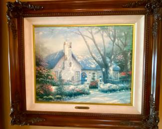 Canvas lithograph,” Morning Glory Cottage” signed by Thomas Kinkade