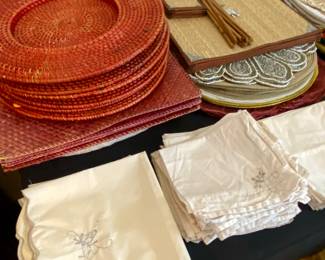 Chargers and table linens