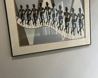 Art Deco style theatrical serigraph print titled
"Dancin" by the artist.