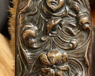Sterling Silver Ornate Design Turn of Century Brush with Face