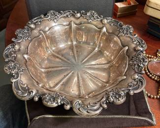 Antique Sterling Silver Art Nouveau Large Bowl