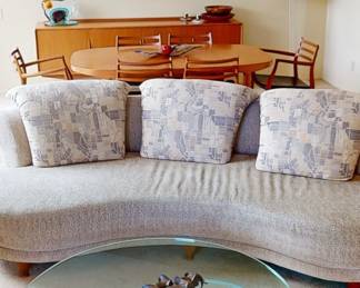 $350.Contemporary curved upholstered SOFA.