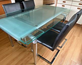 $450. MINSON glass & chrome Dining  table with 4 chairs.