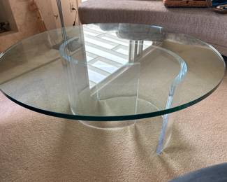 LUCITE/ACRYLIC base & glass 48” Coffee Table 