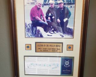LEGENDS ON THE SWILCAN BRIDGE 1995. Arnie's last British open.