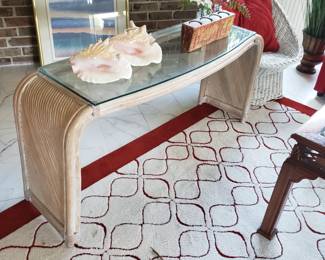 Ratton sofa / entry table w glass top