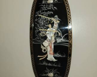 black lacquer wall plaque asian 